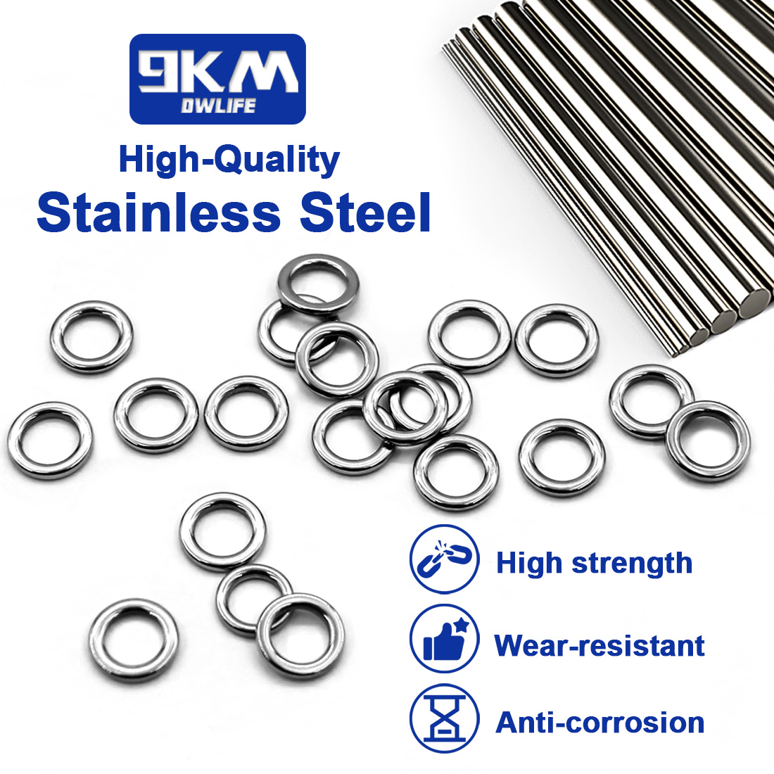 9KM Solid Ring Fishing 50 stuk - Fishing Hook Stainless Steel recensie en prijs